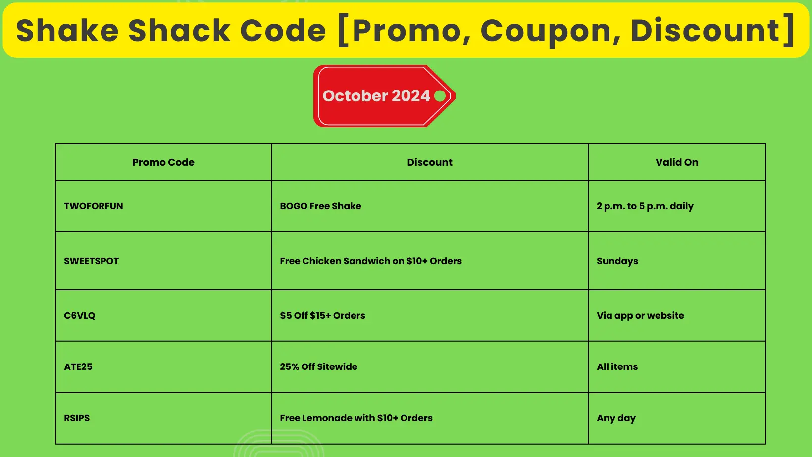 Shake Shack Code [Promo, Coupon, Discount]