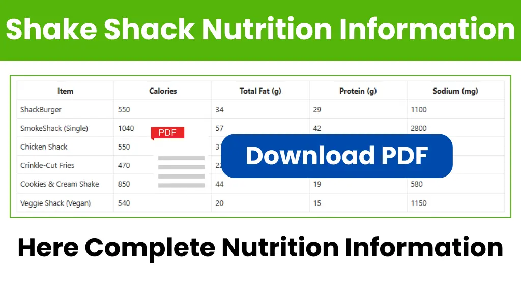 Shake Shack Nutrition Information